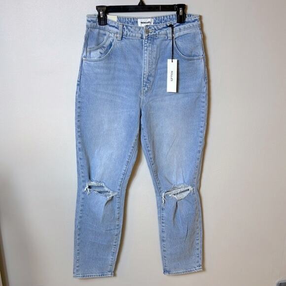 NWT Rolla’s Dusters high rise slim ripped knee jeans in Eco Erin Worn Wash - Picture 4 of 13